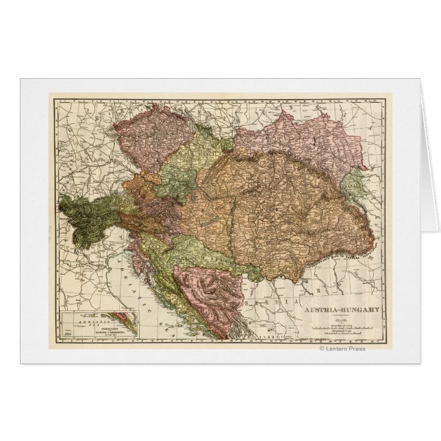 Cartão Áustria-HungriaMapa Panorâmico Áustria-Hungria (Frente Horizontal)