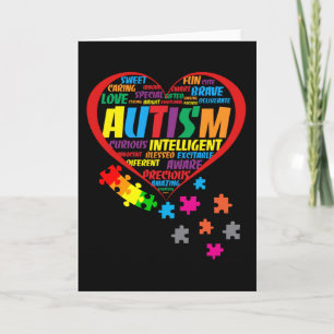 Cartão Autism  Awareness Autism Heart Typography