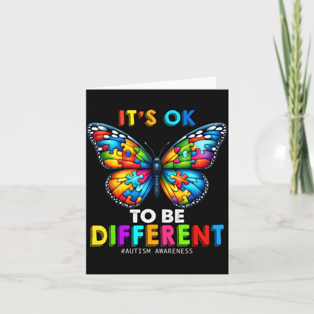 Cartão Autism Awareness Butterfly Animal Its Ok To Be Dif (Frente)