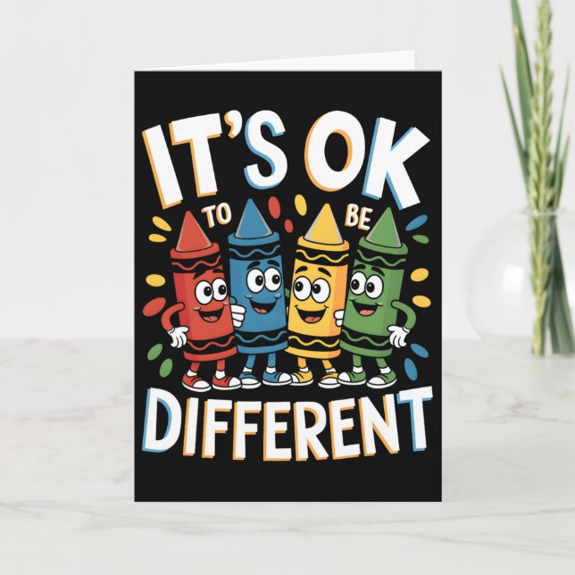 Cartão Autism Awareness It's Ok To Be Different Autistic  (Frente)