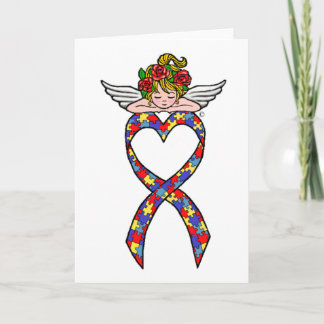 Cartão Autism Heart Ribbon Angel