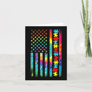 Cartão Autismo American Flag Tie Dye Autismo Sensibilizaç