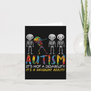 Cartão Autismo Awerness - Skeleton Dabbing Autitic Kids A
