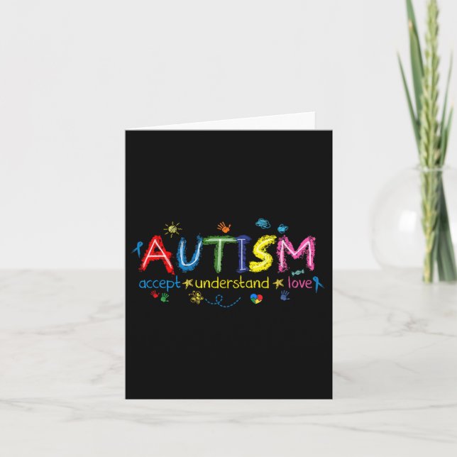 Cartão Autismo Conscientista Accept Compreende Amor Com A (Frente)