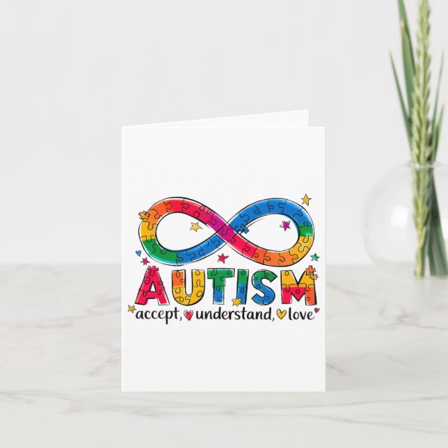 Cartão Autismo Conscientista Accept Compreende Amor Com A (Frente)