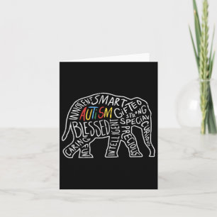 Cartão Autismo Sensibilização Elefante Palavras Amante de