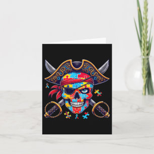 Cartão Autismo Skeleton Pirate Skull Halloween Mens Mulhe