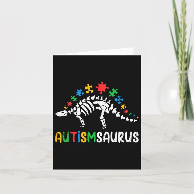 Cartão Autismsaurus Dinossaur Boys Crianças Toddler Autis (Frente)