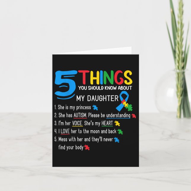 Cartão Autista Filha Autismo Sensibilização Suporte à Mãe (Frente)