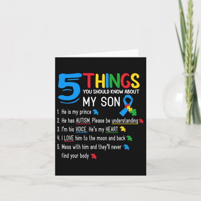 Cartão Autista Filho Autismo Sensibilização Apoio à Mãe P (Frente)