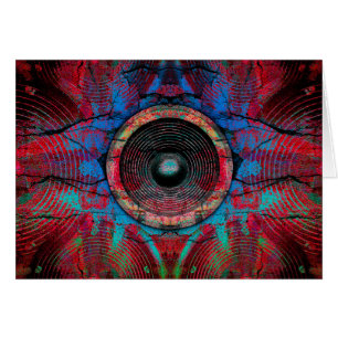 Cartão Auto-falantes de música vermelha em uma parede rac