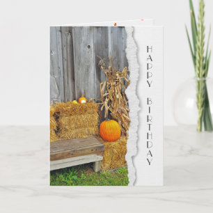 Cartão Autumn Barn com Pumpkin