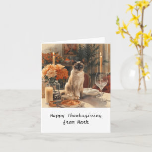 Cartão Autumn chic Siamese Cat Hostess cat em janto