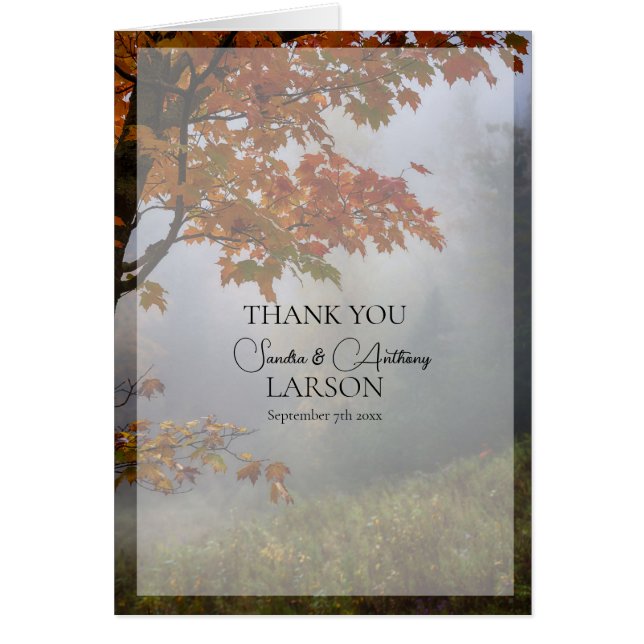 Cartão Autumn Deixa Casamento Russo Obrigado (Frente)