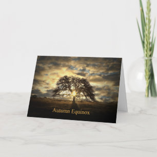 Cartão Autumn Equinox Mabon Oak Tree Sun