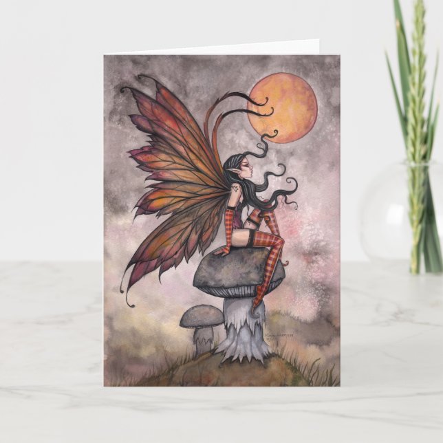 Cartão Autumn Fantasy Fairy Greeting Card (Frente)