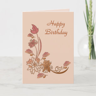 Cartão Autumn Flowers Happy Birthday Card Template