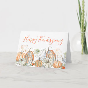 Cartão Autumn Happy Graças Watercolor Pumpkins