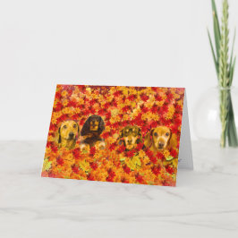 Cartão Autumn Leaves & Little Doxies Card