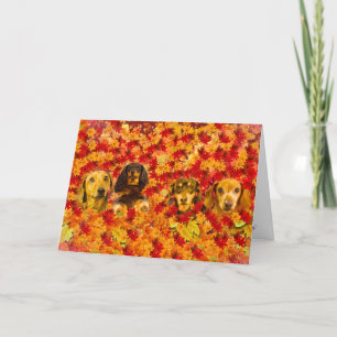 Cartão Autumn Leaves & Little Doxies Card