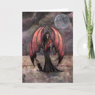 Cartão Autumn Mystique Gothic Fairy Fantasy and Cat Card