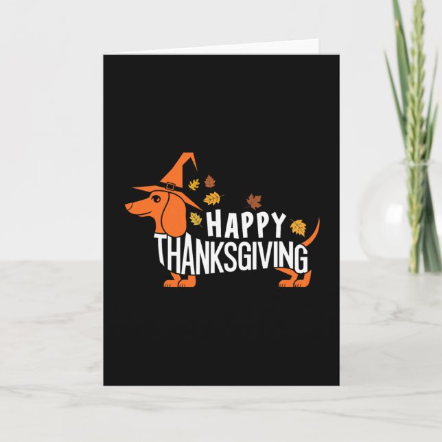 Cartão Autumn Pumpkin Fall Dachshund Thanksgiving Womens  (Frente)
