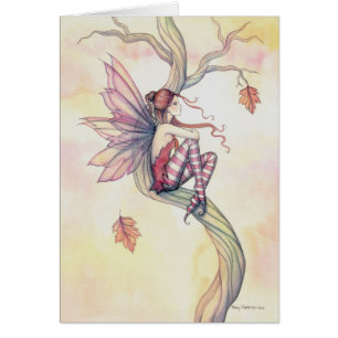 Cartão Autumn Tree Fairy Fantasy Art de Molly Harrison