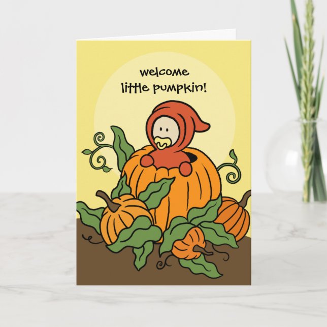 Cartão Autumn Welcome Little Pumpkin New Baby Card (Frente)
