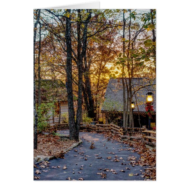 Cartão Autumn Woods Sunset Walkway (Frente)
