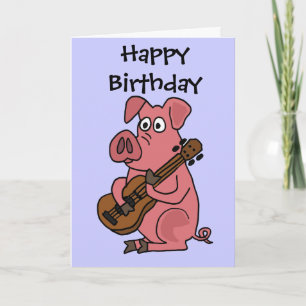 Cartão AV- Funny Pig Playing Guitar Cartoon