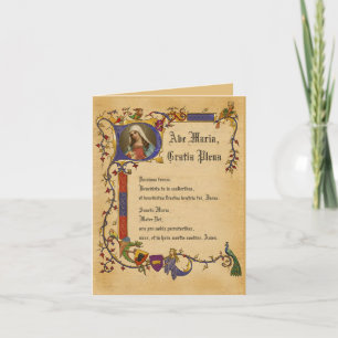 Cartão Ave Maria Hail Mary in Latin Decorative Border