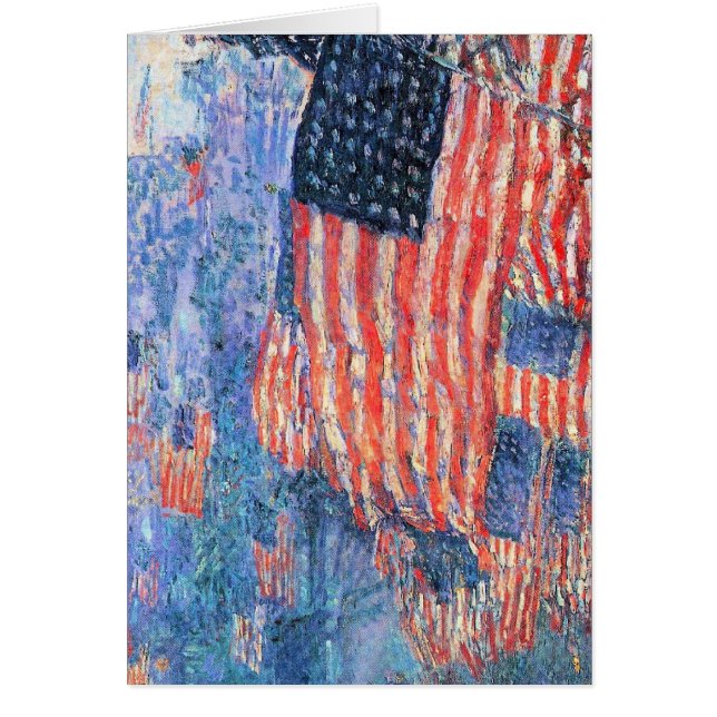 Cartão Avenida na Chuva por Frederick Childe Hassam (Frente)