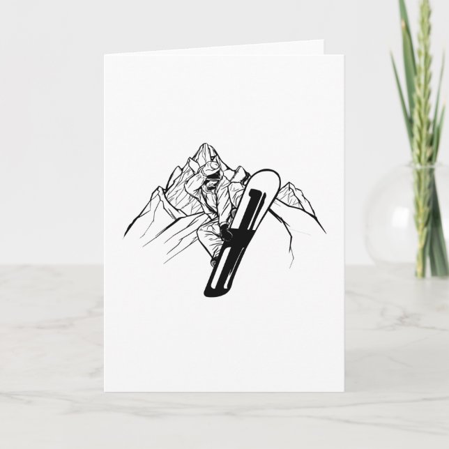 Cartão Aventura de Montanha de Snowboarder (Frente)