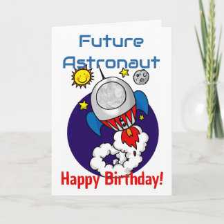 Cartão Aventura Espacial de Aniversário de Futuro Astrona