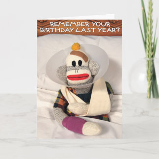 Cartão Aventura SockMonkey Birthday