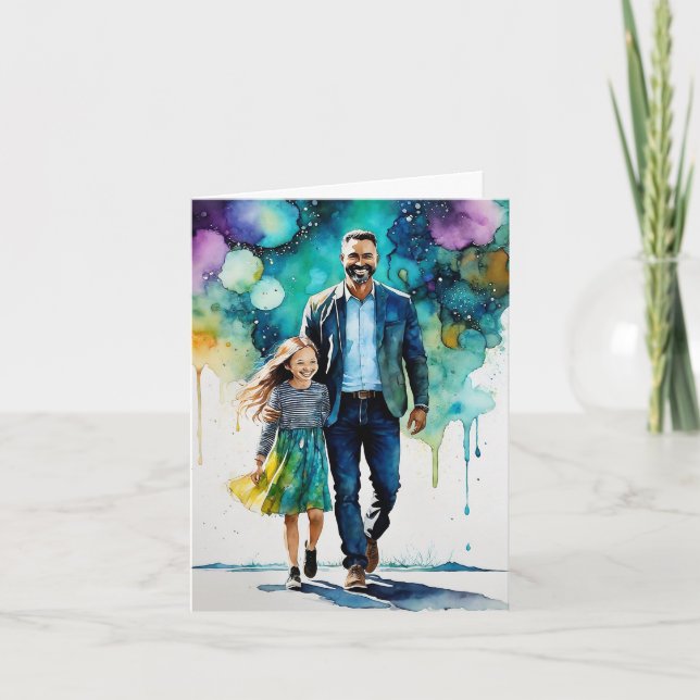 Cartão "Aventuras com o Papai" - Um Dia dos Pais Alegre (Frente)