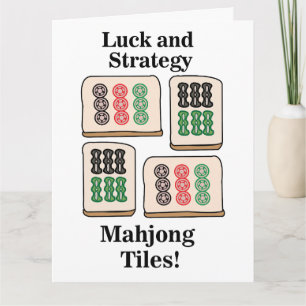 Cartão Aventurinos de Peças de Mahjong Estratégia Sorte J
