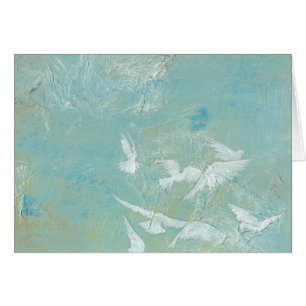 Cartão Aves Brancas Voando Através Do Céu Azul