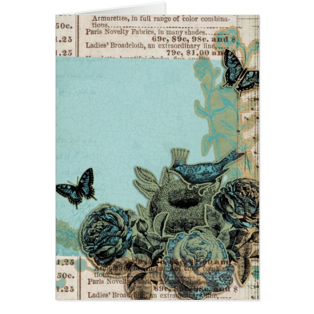 Cartão Aves e Rosas, Alles Gute Zum Geburtstag (Frente)