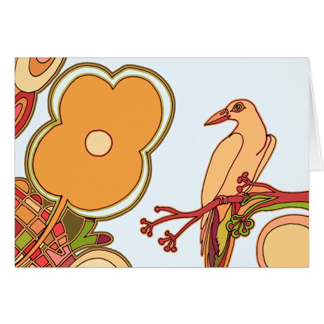 Cartão Aves Whimsical (Frente Horizontal)