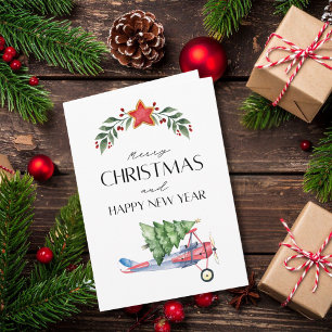 Cartão Avião carrega foto da família da árvore de Natal e