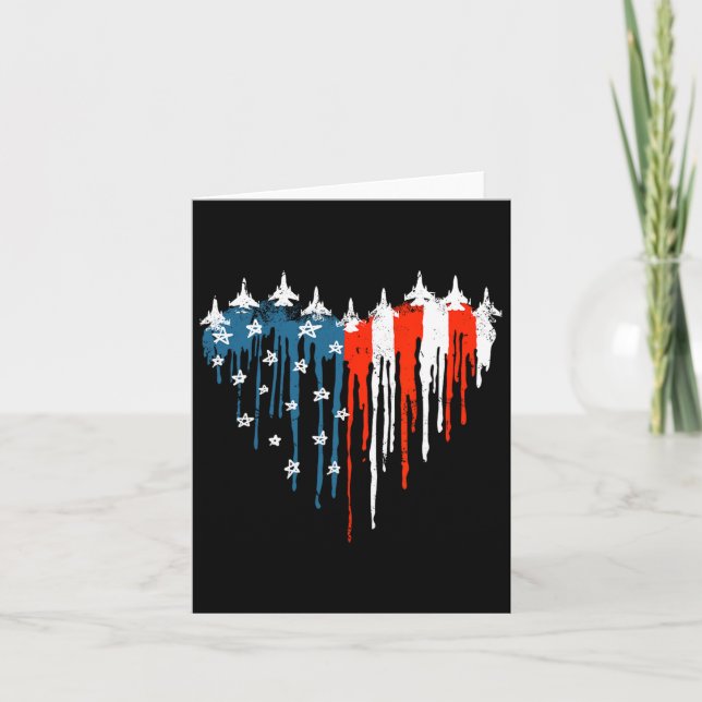 Cartão Avião Red White Blue American Flag 4th Of (Frente)