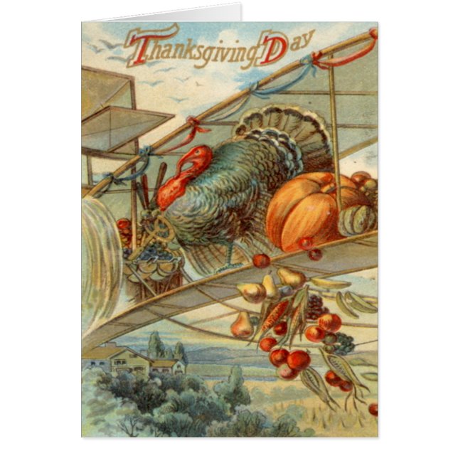Cartão Avião Voador Turco Pumpkin Apple Pear Corn (Frente)