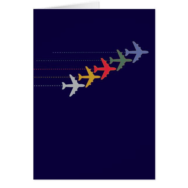 Cartão aviões viagem coloridos (Frente)