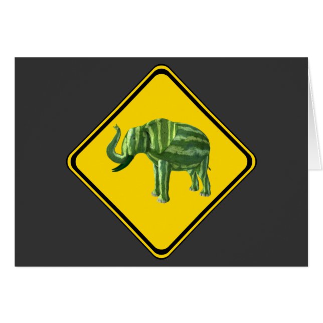 Cartão Aviso: Cruzamento de Elefante de Melancia! (Frente Horizontal)
