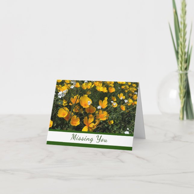 Cartão Aviso de Campo de Poppies Ausente (Frente)