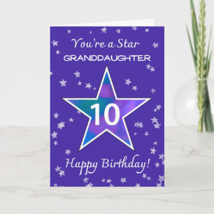 Cartão Avó 10º Aniversário Brilhando Roxo
