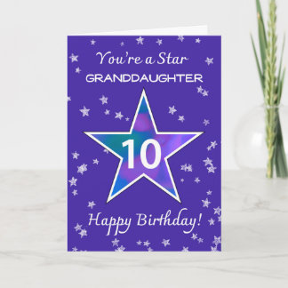 Cartão Avó 10º Aniversário Brilhando Roxo