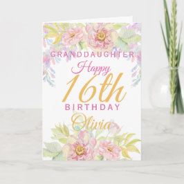 Cartão Avó 16 Aniversário Rosa Rosa Rosa Rosa Floral