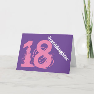 Cartão Avó, 18 anos, branco, rosa, roxo.